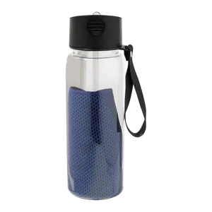 Bouteille d'eau de sport Fitmax RPET avec serviette, gadgets écologiques - Product Image 1
