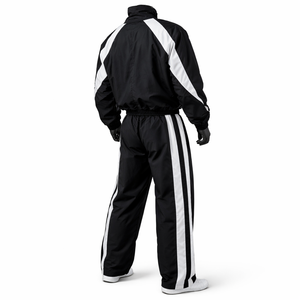 <b>Men</b>’s Black <b>White</b> Windbreaker Tracksuit Set Lightweight Nylon Track Suit Full Zip <b>Jacket</b> Stripe Jogger Pants Custom Logo OEM ODM - Product Image 6