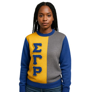 Alpha Winter Front Single Button Knit Cardigan Suéter Manga larga Uniforme Jacquard Sorority Pink - Product Image 3