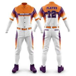 Uniforme de Béisbol Personalizado al por Mayor, Jersey de Béisbol con Botones Completos y Pantalones a Rayas, Fabricante de Uniformes de Béisbol en Pakistán, 100% Poliéster Antibacteriano - Product Image 1