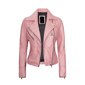 Chaqueta de cuero de punto XL de moda para mujer con hombro caído diseño personalizado bordado bolsillo piel decoración invierno tinte - Product Image 1
