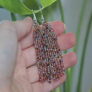 Pendientes de flecos con cuentas de colores hechos a mano, joyería de moda chapada en plata de latón para mujeres y niñas, ropa para fiesta de boda - Product Image 1