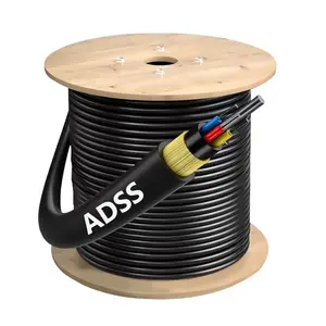 Kabel serat optik ADSS 12/24/48/96/144 Core luar ruangan kabel serat optik rentang 100/200 kabel Fo udara jaket ganda tunggal