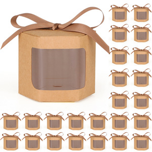 لوازم تغليف المخابز بالجملة، صندوق هدايا كرافت بنافذة ليزر، صندوق هدايا هولوغرافي بنافذة للكيك والحلوى - Product Image 1