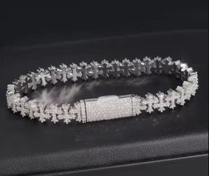 Moissanite Cross <b>Bracelet</b>: Iced Out 925 <b>Sterling</b> <b>Silver</b> Tennis <b>Bracelet</b> - Product Image 1