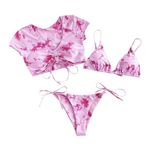 Nouvel Arrivage Ensemble Bikini 3 Pièces Femme Dos Nu Taille Haute Imprimé Animal Séchage Rapide Respirant Logo/Taille/Couleur Personnalisables - Product Image 4