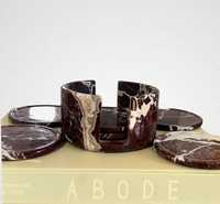 Sous-verres en marbre naturel zébré rouge Rosso Levanto, faits à la main, imperméables, garantie 1 an, pour villa et hôpital, diamètre 4 pouces