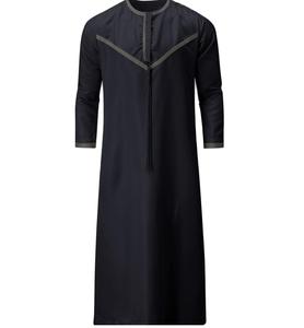 Nuevo diseño última moda hombres Jubba Thobe ropa musulmana árabe Kuwait estilo desgaste hombres impreso Thobe Jubba - Product Image 2