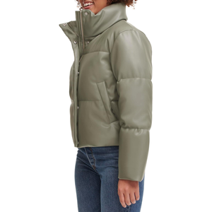 Chaqueta de cuero transpirable de manga larga ligera para mujer tela de lona de algodón con relleno tendencia resistente al agua empacable crudo - Product Image 3