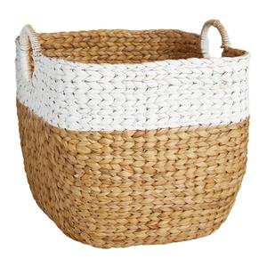 Panier en jacinthe d'eau naturel et blanc, panier de rangement fait à la main, vente en gros, écologique, fabriqué au Vietnam - Product Image 1