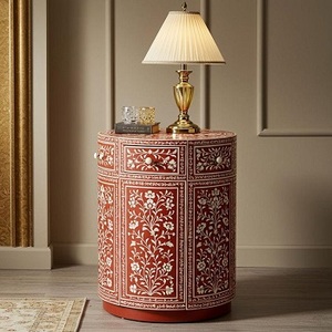 Muebles de Salón Modernos Personalizados con Incrustaciones de Hueso Floral, Mesa de Noche y Cómoda Hechas a Mano en India - Product Image 3