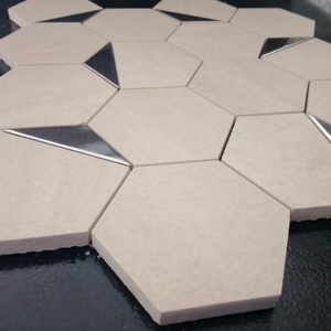MosaicRevolution 73mm HexagonSilver PVD CeramicFull Body Mosaic Tile Mate para baño Pisos de área seca Mostradores de Bar 260x300mm - Product Image 4