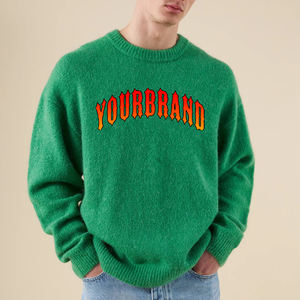 สเวตเตอร์ผ้าโมแฮร์ของผู้ชายเสื้อสเวตเตอร์แบบสวมหัวคอกลมแบบสวมหัวลำลองทรงโอเวอร์ไซส์แฟชั่น - Product Image 6