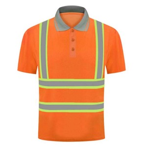 Men's Construction OEM Reflective Tape 100% Cotton Short Sleeve <b>Polo</b> T Shirts For Work Wear - Product Image 3