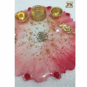 Plato Decorativo de Resina Epoxi Ecológica para Puja, Plato de Puja para el Festival de Diwali, Rituales del Templo en el Hogar, Regalos, Adoración Festiva - Product Image 3