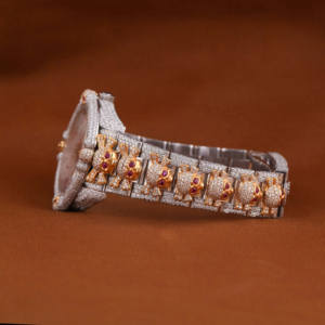 Crâne personnalisé entièrement glacé automatique mécanique Moissanite diamant montre-bracelet avec deux tons élégant Hip Hop montre - Product Image 2