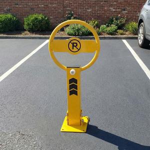 Poste de estacionamiento plegable de acero con anillo bloqueable de 65 cm para estacionamientos y cocheras, que sirve como guía de estacionamiento. - Product Image 1