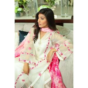 Pearl Essence Embroidered <b>Chiffon</b> Shirt Dupatta Pants Set - Product Image 4