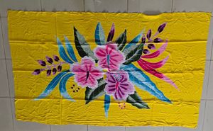 Bali Origin Unisex Premium Sarong Pareo Flor tropical Dibujado a mano Rayón amarillo Ropa de playa Estilo de las islas de Asia y el Pacífico - Product Image 2