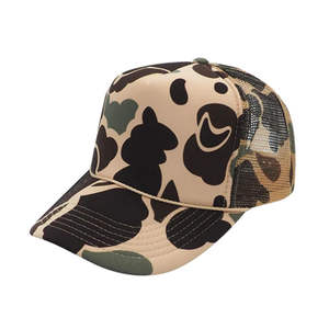 Casquette de baseball personnalisée à 5 panneaux en toile avec corde en mousse, style tendance, corde avant en maille, casquette de camionneur unie, style old school, camouflage, hip hop, plage - Product Image 1