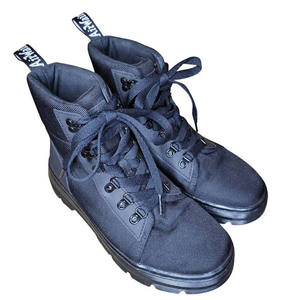 <b>Men's</b> Winter Lightweight Waterproof Steel Toe Outdoor Off-Road Black Training Corduroy Fabric+Leather Boots Wholesale Rubber - Product Image 2