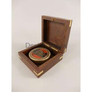 เข็มทิศทองเหลืองปรับแต่งได้พร้อมกล่องเข็มทิศทะเลของที่ระลึกกล่องของขวัญโปรโมชั่น - Product Image 3