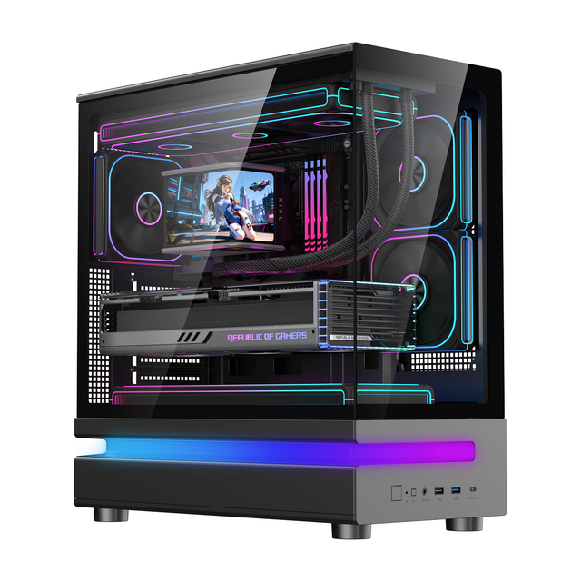 Ruix Galaxy Pro 2026 New Design Gaming ATX PC Case Desktop Fish Tank Computer Gabinet Tempered Glass ARGB LED Strips PC Case