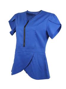 Venta al por mayor OEM Slim Fit cremallera estiramiento nuevo estilo enfermera uniforme diseños enfermera uniforme Top/uniformes de hospital - Product Image 2