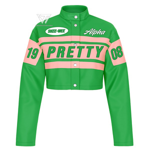 Alfa GRIEGO | Kapa | Alpha AKA Sorority Ropa Faux Leather Motorcycle Racing Moto Crop Jacket Parafernalia griega - Product Image 1