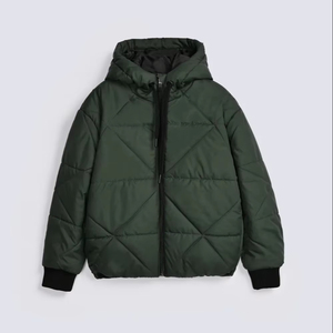 Blouson d'hiver pour homme à motif personnalisé avec col montant, fermeture éclair, toile unie, logo sur le devant, commande à bas prix, service OEM - Product Image 1