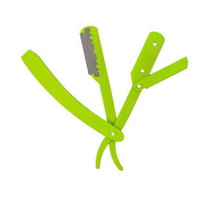 Maquinilla de afeitar profesional de borde recto, maquinilla de afeitar de unión con mango negro liso - Product Image 1