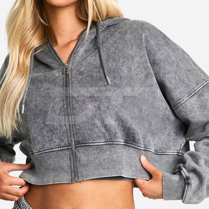 เสื้อวอร์มผ้าฝ้ายพิมพ์ลายกรดแขนยาวสำหรับผู้หญิงเสื้อซักพิมพ์โลโก้ได้ตามต้องการ - Product Image 5