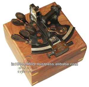 Sextant marin antique noir nautique en gros avec boîte en bois Instrument de navigation maritime pour cadeau de décoration de bureau à domicile - Product Image 2