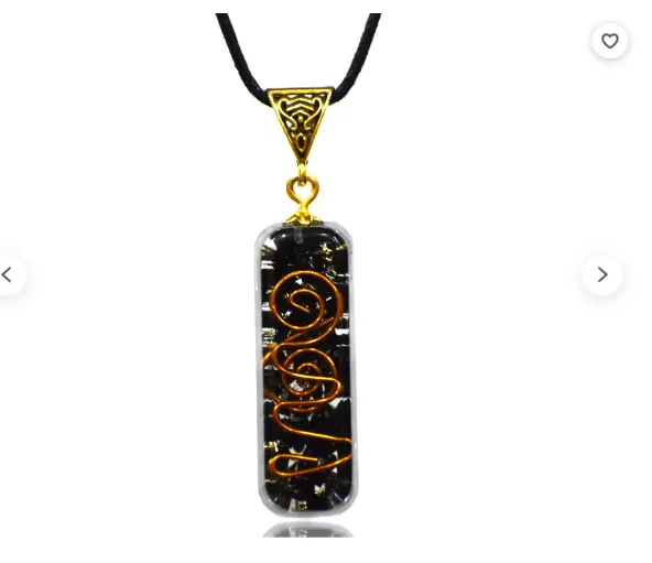 Ожерелье с подвеской в форме трубы из черного турмалина с кристаллами чакр для генератора энергии
