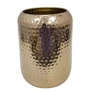 Vase à fleurs en bois fait à la main avec un design moderne en acier inoxydable et en zinc - Product Image 1