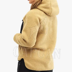 Sweat à capuche femme de haute qualité col zippé Sherpa matériau à séchage rapide Design personnalisable Long hiver XS deux poches latérales bon prix - Product Image 2