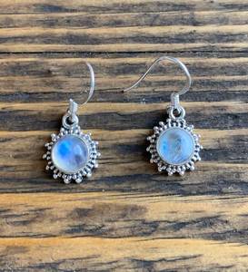 Design Handmade 925 Sterling Silver Round Natural Rainbow <b>Moonstone</b> Dangle Trendy Party Drop Earring Wedding Gift <b>Jewellery</b> Her - Product Image 4