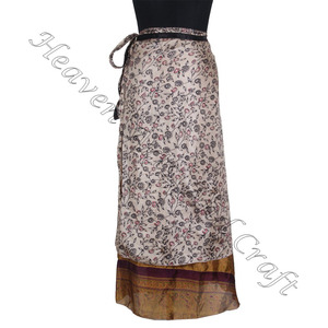 กระโปรงผ้าไหมส่าหรี2ชั้นสไตล์วินเทจสุดมหัศจรรย์กระโปรงสำหรับปาร์ตี้กระโปรงห่อเย็นกระโปรงอินเดียผ้าโสร่งชายหาดผ้าห่อตัวยาว - Product Image 5