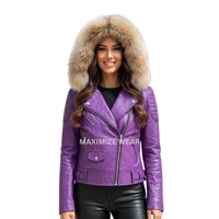 Veste de luxe pour femmes en cuir d'agneau véritable, tricotée et matelassée, avec col en fourrure de renard, écologique, coupe-vent, séchage rapide, OEM/ODM