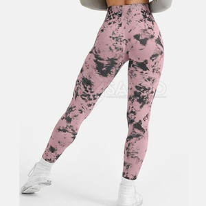 Leggings de yoga de gymnastique à taille élastique tie-dye pour femmes au meilleur prix pour des vêtements d'entraînement élégants - Product Image 4