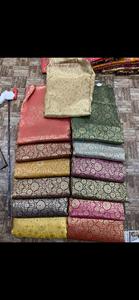 Tissu de brocart de soie Banarasi de luxe Textile Jacquard tissé à la main de qualité supérieure tricoté pour garçons Kits de prédécoupes d'usure ethnique - Product Image 3