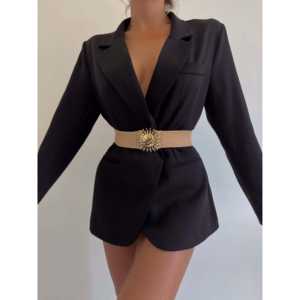 Ceinture élastique tissée pour femme avec boucle soleil en alliage durable - Product Image 4