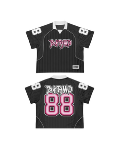 T-shirt en maille surdimensionné personnalisé pour homme, streetwear urbain, maillot de football universitaire sublimé - Product Image 2