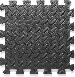 Wholesale OEM Eco-friendly Waterproof EVA Foam Interlocking Playmat for Gym/Yoga/Sport-Anti-slip Leaf Pattern Black - Product Image 5