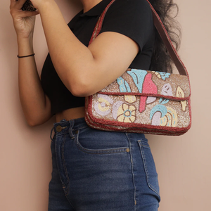 Bohemian Style Hand Embroidered Seed Bead <b>Tote</b> <b>Bag</b> <b>Wholesale</b> Custom Size Seed Beaded Embroidery Crossbody <b>Bag</b> - Product Image 6