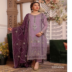 Bin Hameed 3 pièces en mousseline de soie costume de mariage et de fête pour femmes Style indien et pakistanais par volume Zabeen vente en gros - Product Image 6