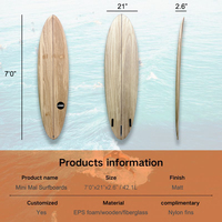 Planche de surf de luxe en placage de bois fabriquée à la main à noyau époxy EPS mi-long planche de bois avec logo personnalisé