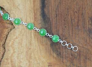Green <b>Jade</b> Sterling Silver <b>Bracelet</b> Handmade Adjustable Gemstone Jewelry Elegant <b>Bracelet</b> Women Gifts - Product Image 5