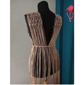 Macrame ชุดเดรสชุดว่ายน้ำสำหรับเจ้าสาวของคุณเป็นผ้าฝ้ายทอมืองานเทศกาลเสื้อเอวลอยเสื้อเอวลอยสำหรับผู้หญิงเดรสชายหาด macrame - Product Image 3