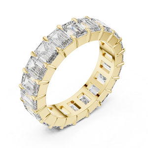 Anillo de Oro Amarillo de 14K con Diamante Cultivado en Laboratorio y Esmeralda |   Anillo de Fiesta |   Diamante Cultivado Nuevo - Product Image 4